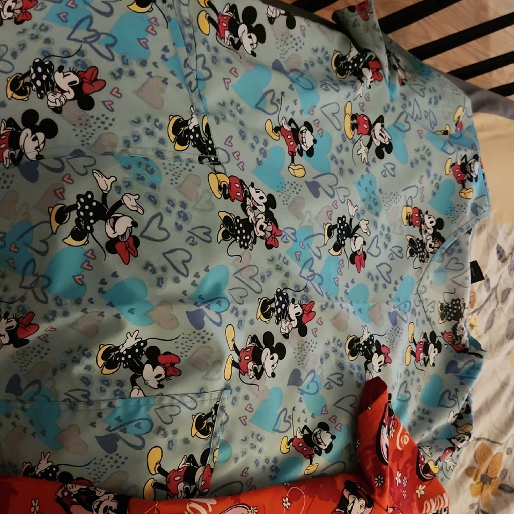 Scrubstar Women's Disney Print Scrub Top - Blue and Black